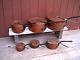 Antique Copper Pots By Legry, Set Of Six Price Reduced