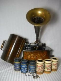 Antique Edison Standard Cylinder Phonograph 2/4 Minute Gearing & Two Reproducers