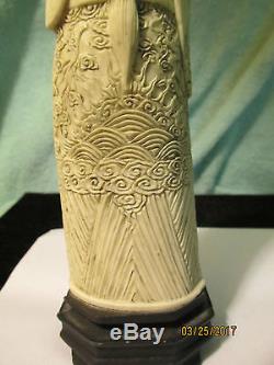 Antique Original Intricately Hand Carved Ivory Colored Emperor And Empress