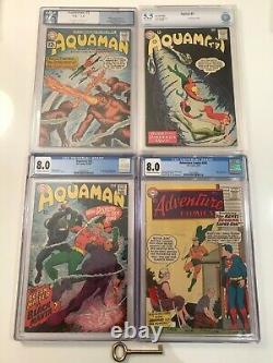 Aquaman #1, 11, 35, & Adventure Comics #260 CGC LOT 1st Black Manta Mera & Quisp