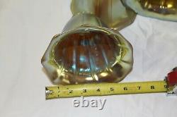 Art Glass shades, Gold Favril, Tiffany style, Bell shade. Set of 5