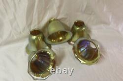 Art Glass shades, Gold Favril, Tiffany style, Bell shade. Set of 5