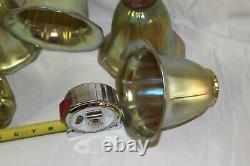 Art Glass shades, Gold Favril, Tiffany style, Bell shade. Set of 5