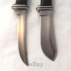 BUCK KNIFE 2 FIXED BLADE SET with Leather Sheath #103 & #118 Vintage 1972-1986