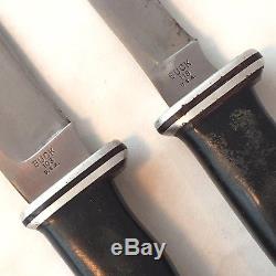 BUCK KNIFE 2 FIXED BLADE SET with Leather Sheath #103 & #118 Vintage 1972-1986