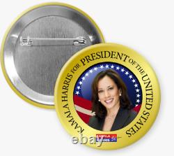 BULK/WHOLESALE Kamala Harris President 2024 buttons Set of 6 Buttons 25-pack