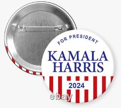 BULK/WHOLESALE Kamala Harris President 2024 buttons Set of 6 Buttons 25-pack