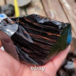 B Grade Tri-Flow Obsidian Rough! Old Stock Lapidary Wholesale