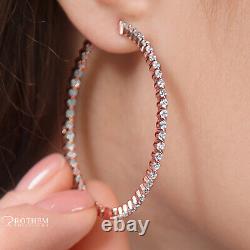 Bridal Wedding 3.5 CT D SI1 Diamond Hoop Earrings 1.5 Inch 18K Rose Gold 606