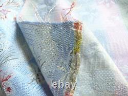 Bty Garden Trail 100% Silk Lampas French Lace Orchid Cornflower Blue 1378