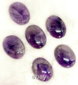 Bulk 50 Pcs KIT Natural Amethyst Thumb Worry Stone with Pouch & Crystal Info Card