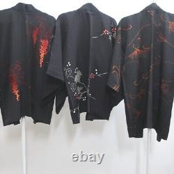 Bundle 15pcs Silk Black Haori Jacket Wholesale Bulk Free Express Shipping #253