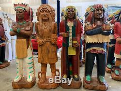 CIGAR 4PC INDIAN 6ft WOOD Store Cowboy CARVED TOBACCO STATUE SIGN WHOLESALE BUY