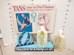 COPPERTONE QT tanning lotion 1960s bottles store display negligee swimsuit girl