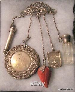 Chatelaines Victorian functional jewelry collection of 11 various metals