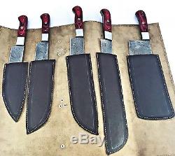Chef Knife Hand Made Damascus Steel Set of 5 From jatala (A-10)