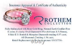 Christmas Sale 1.54 CT Oval Cut Diamond Ring E I1 14K Rose Gold 49600673