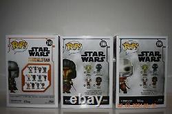 Chrome Mandalorian Special Edition, Darth Revan, and Darth Malak Funko Pops