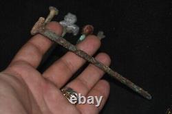Collection of 5 Ancient Roman Bronze Hairpin & Stamps Circa 1st 5th Century AD