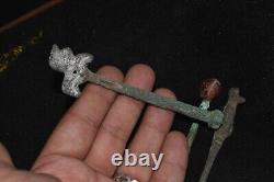 Collection of 5 Ancient Roman Bronze Hairpin & Stamps Circa 1st 5th Century AD