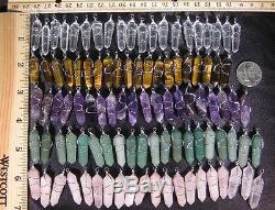 Crystal Point Silver Wire Wrap Wrapped Charms WHOLESALE Bulk 100 Pendants LOT