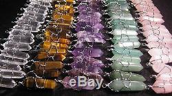 Crystal Point Silver Wire Wrap Wrapped Charms WHOLESALE Bulk 100 Pendants LOT