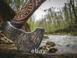 Custom Handmade Carbon Steel Viking Hatchet Tomahawk Hunting Axe