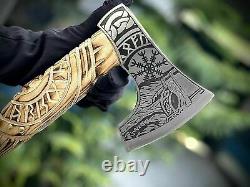 Custom Handmade Carbon Steel Viking Hatchet Tomahawk Hunting Axe