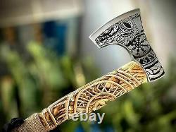 Custom Handmade Carbon Steel Viking Hatchet Tomahawk Hunting Axe