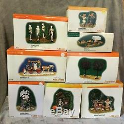 Department 56 Halloween Lot Of 8 Retired Lighted Village Accessories