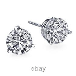 Diamond Stud Earrings 1.67 Carat Real Studs for Women White Gold J I2 54090204