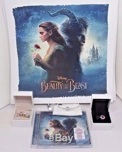 Disney Pandora BEAUTY AND THE BEAST Lithograph CD 4 authentic charms & bracelet