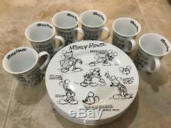 Disney Sketch Mickey Mouse Set of 12 6-Dinner Plates and 6 Mugs