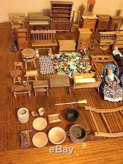 Dollhouse Furniture Wholesale Lot Collection Vintage Wood Wooden Ceramic Metal