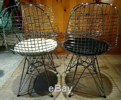 Eames Herman Miller Wire Eiffel Chrome Chairs DKR Set of 4