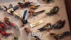 Fantastic Collection Over 60 Vintage Takahashi Bird Pins &, 2 Display Cases