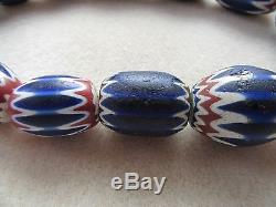 FANTASTIC OLD RARE LARGE ANTIQUE CHEVRON TRADE BEADS (13 beads)
