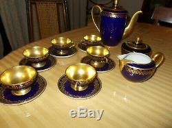 Finalsale Px 27 Pc Johann Haviland Tea Set Vintage Porcelain Blue Cobalt & Gold