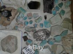 Flat of classic Colorado amazonite, smoky quartz, and microcline! Wholesale N84