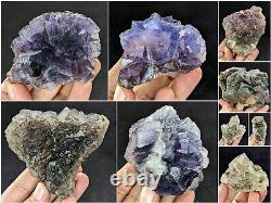 Fluorite Specimens Lot Natural Purple Blue Cubic Formation Crystals 3.5kg 9Pcs
