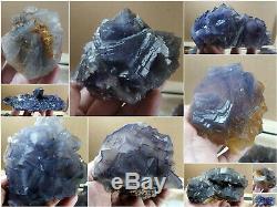 Fluorite Specimens Lot Natural Purple Blue Cubic Formation Crystals 4.2kg 10Pc