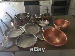 French Copper Cookware 17 pieces Bourgeat, Mauviel, Cordon Bleu