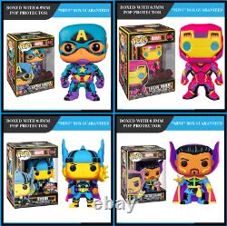 Funko Pop Black Light Set of 4 Iron Man, Thor, Captain & Doctor Strange Mint