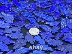 GEM QUALITY CARVED LEAF Lapis Lazuli wholesale crystals 158 PCs lot art tiles