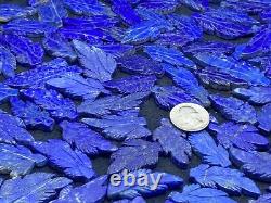 GEM QUALITY CARVED LEAF Lapis Lazuli wholesale crystals 158 PCs lot art tiles