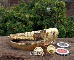 GERMAN PICKELHAUBE PRUSSIAN HELMET BRASS LEATHER Chin Strip Belt Set Handmade