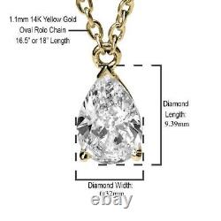 Genuine 1.66 CT Pear Shaped Diamond Pedant Yellow Gold Cut I2 F 52707095