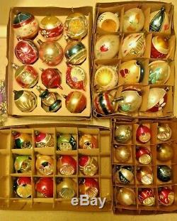 Gorgeous Mixed Lot 48 Vintage Antique Blown Glass Unmarked Christmas Ornaments