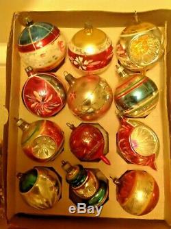 Gorgeous Mixed Lot 48 Vintage Antique Blown Glass Unmarked Christmas Ornaments