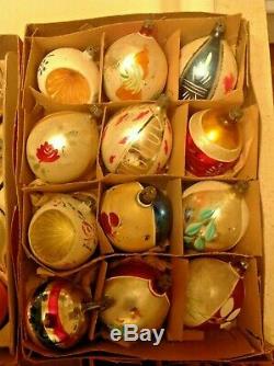 Gorgeous Mixed Lot 48 Vintage Antique Blown Glass Unmarked Christmas Ornaments